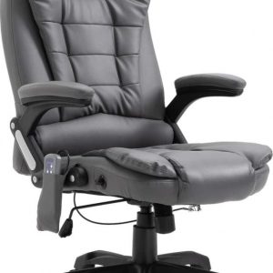 Krzesło biurowe z masażem; antracytowe; sztuczna skóra