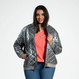 SZARA kurtka bomberka metalik OVERSIZE PLUS SIZE JESIE?