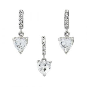INGRID Komplet srebrnej biżuterii wisiorek kolczyki cyrkonie