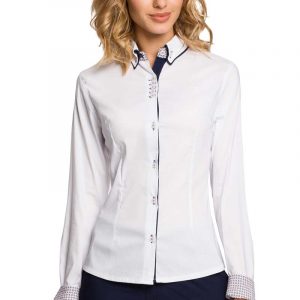 Biała Klasyczna Koszula z Podwójnym Kołnierzykiem