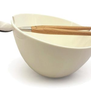 Misa do sałaty Kassel 93558 Porcelanowa z przyborami ze stali nierdzewnej