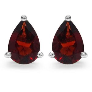 GRAPA 7 Srebrne kolczyki granaty łezka sztyft ca. 1,6 ct.