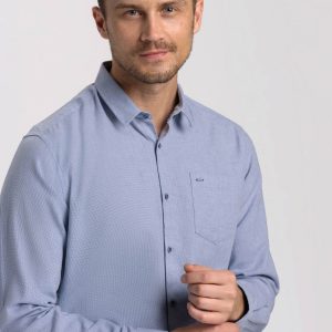 Granatowa koszula męska w kropki K-RINO