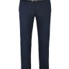 Granatowe spodnie chino z paskiem, krój z prostą nogawką R-LUCKY
