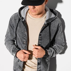 Kurtka męska jeansowa C477 – szara – XXL