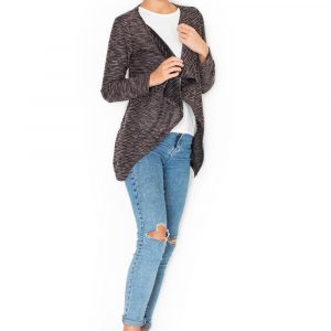 Beżowy Melanżowy Sweter-Narzutka z Wolnymi Połami