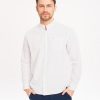 Biała bawełniana koszula męska z kołnierzem ze stójką, taliowana K‑LANGE