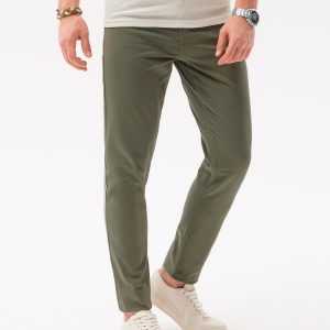 Spodnie męskie chino P1059 – oliwkowe – XXL
