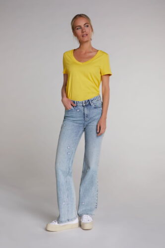 Żółty bawełniany t-shirt z krótkim rękawem Oui