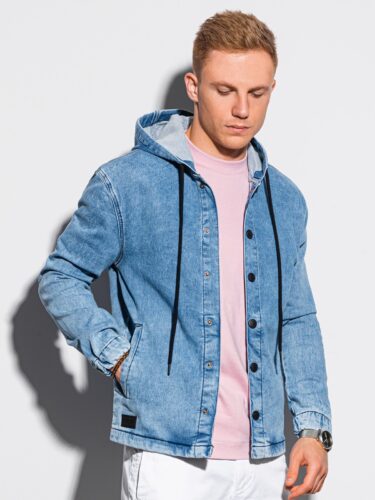 Kurtka męska jeansowa C477 – jasnoniebieska – XXL