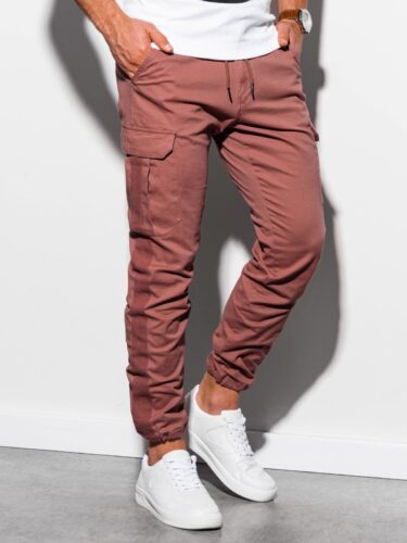 Spodnie męskie joggery P893 – ceglaste – XL