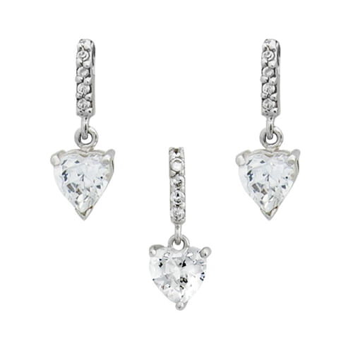 INGRID Komplet srebrnej biżuterii wisiorek kolczyki cyrkonie