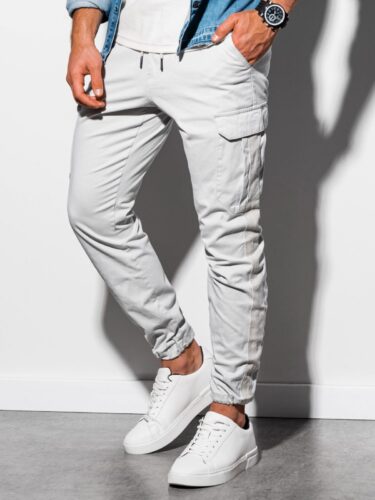 Spodnie męskie joggery P893 – szare – XXL