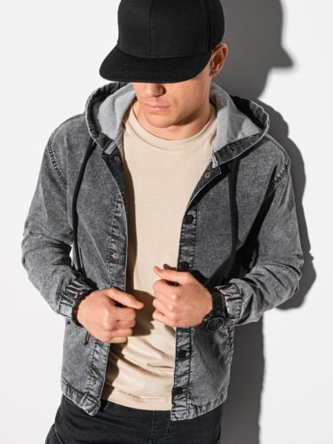 Kurtka męska jeansowa C477 – szara – XXL