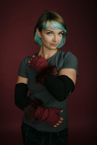 Rękawiczki Łotrzyce Bordo z bordowym futrem