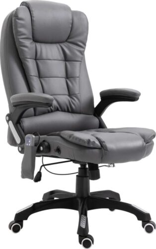 Krzesło biurowe z masażem; antracytowe; sztuczna skóra