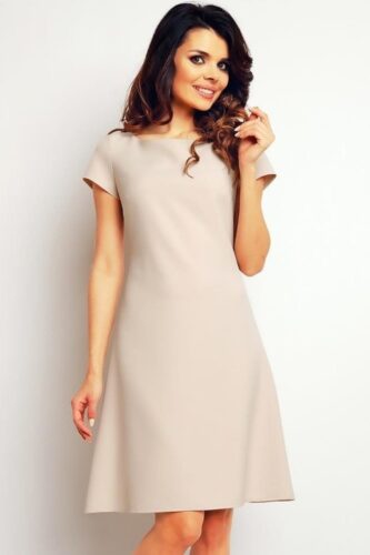 Elegancka gładka trapezowa sukienka