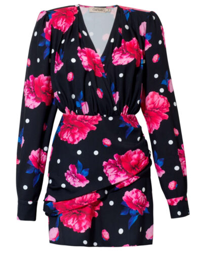 ON FLEEK – Czarna sukienka mini z kwiatowym wzorem