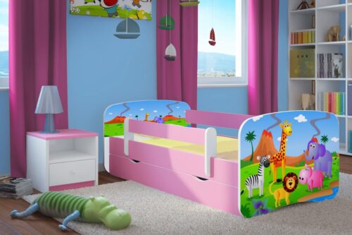 Łóżko dla dziewczynki z materacem Happy 2X mix 80×180 – różowe