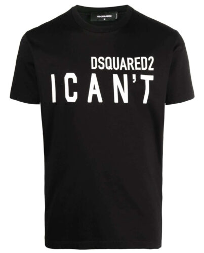 DSQUARED2 – Czarny t-shirt z kontrastowym nadrukiem