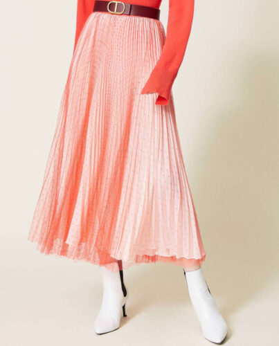 TWINSET – Różowa tiulowa spódnica maxi