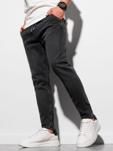 Spodnie męskie joggery P1057 – czarne – M