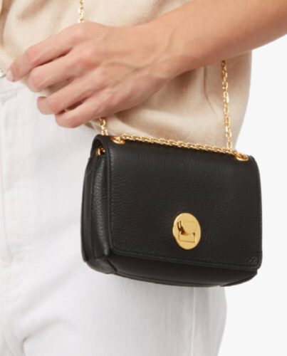 COCCINELLE – Czarna torebka ze złotymi detalami Liya Mini