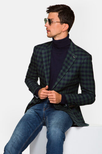 Marynarka Zielono-Granatowa w Kratę Gavdos